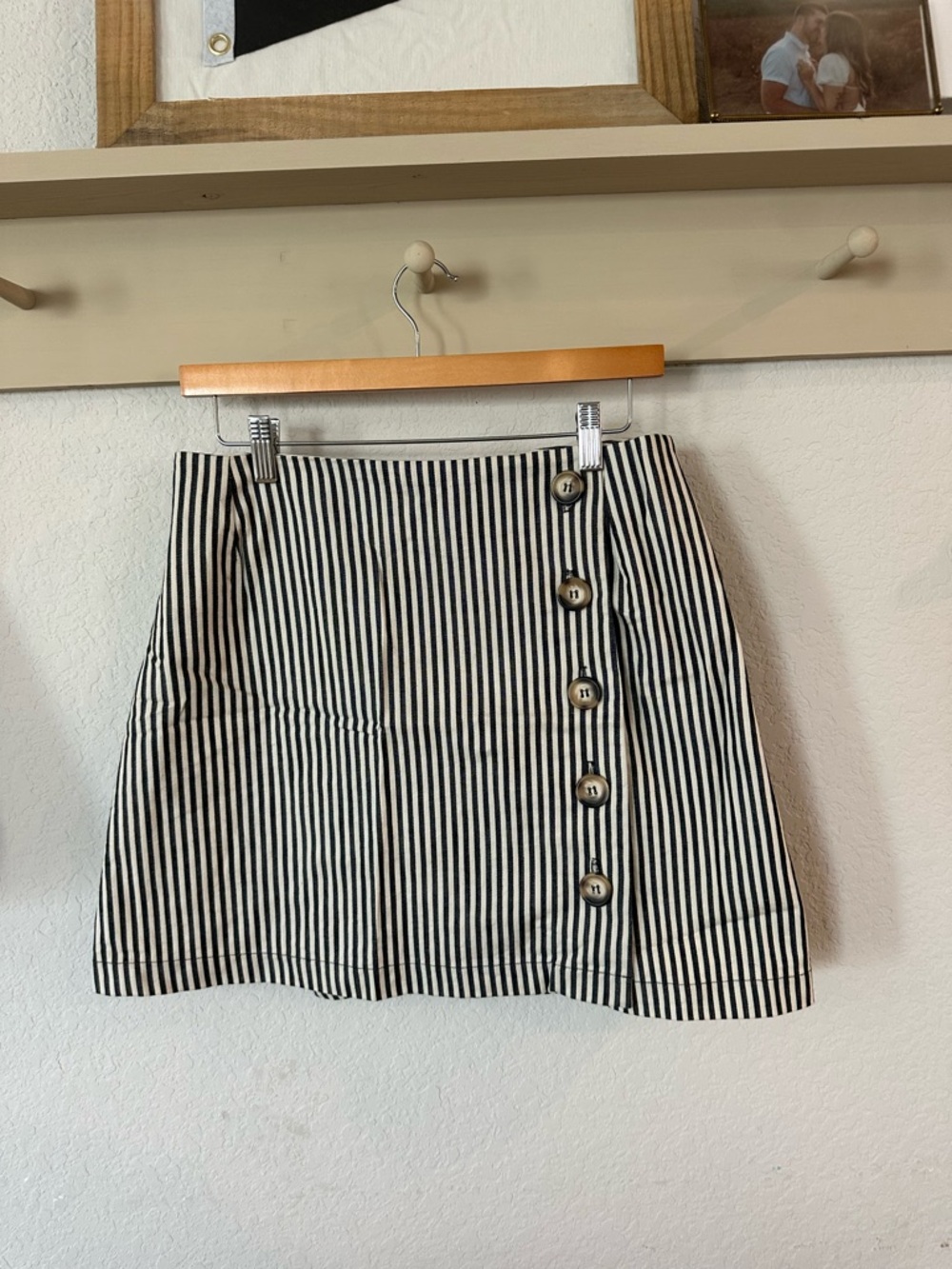 Whimsy + Row Striped Button-Front Skirt - Black & White